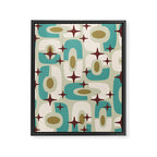 Mid Century Modern Atomic Googie Decor 144 Turquoise and Gold Framed Canvas Print Gallery Image 8