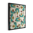 Mid Century Modern Atomic Googie Decor 144 Turquoise and Gold Framed Canvas Print Gallery Image 2