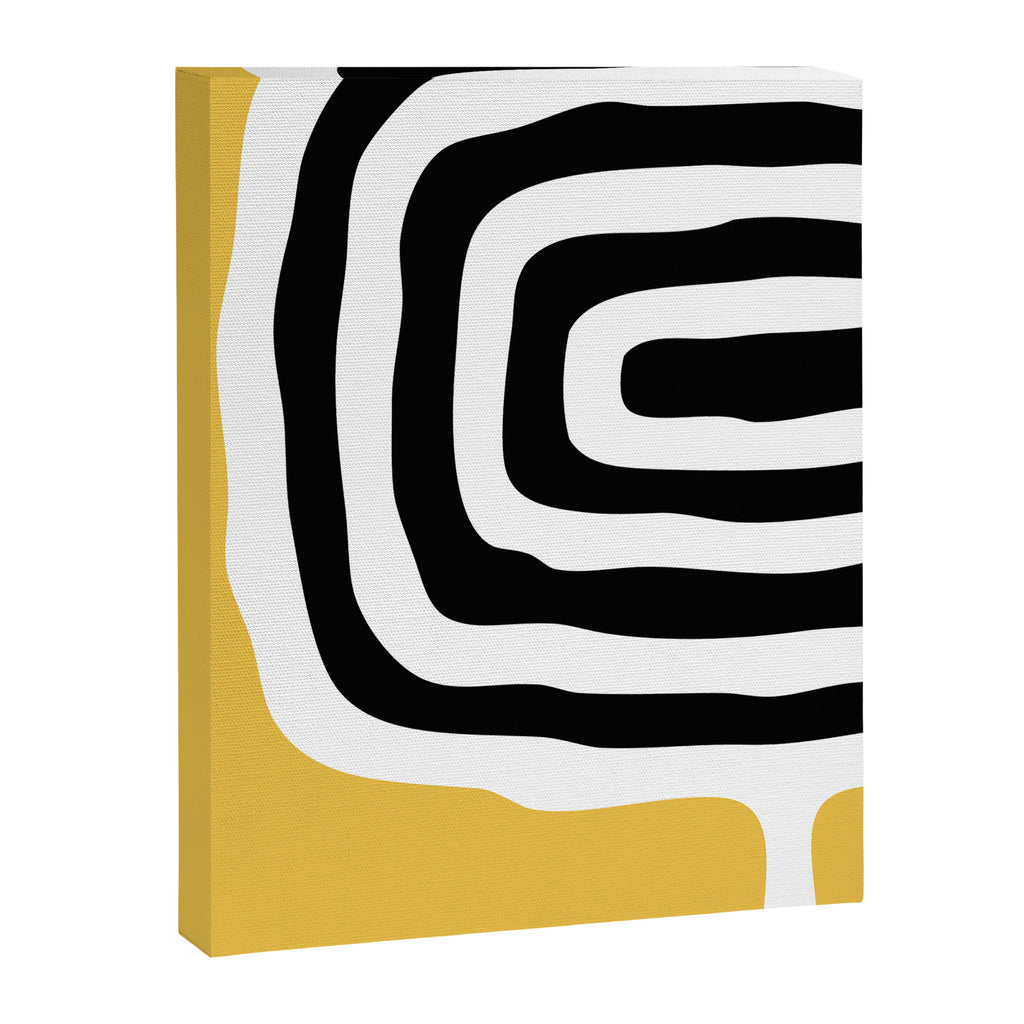 Mid Century Modern Atomic Rings 222 Yellow and Black Canvas Print Gallery Image 8