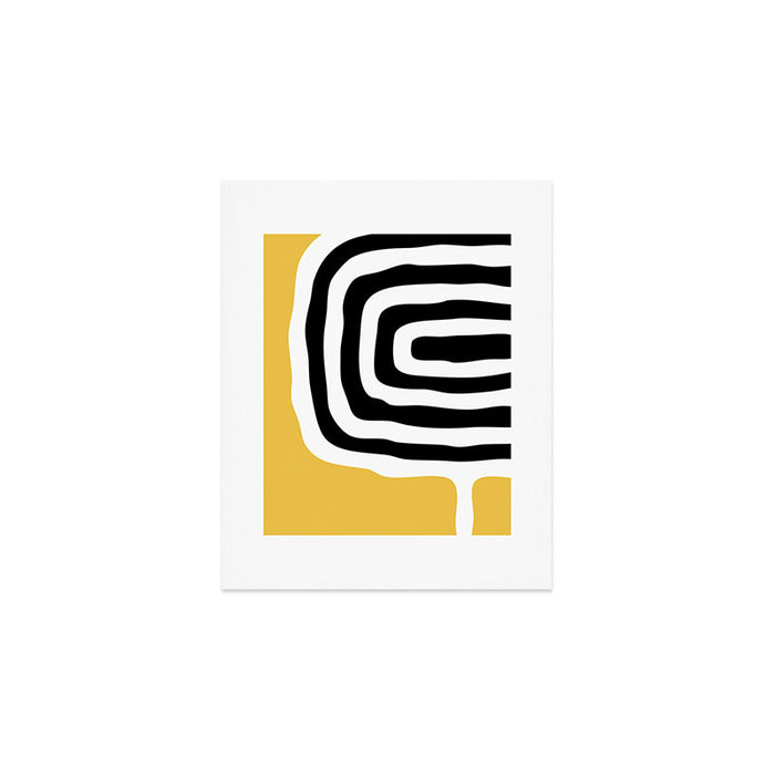 Mid Century Modern Atomic Rings 222 Yellow and Black Art Print Gallery Image 1