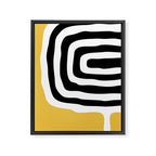 Mid Century Modern Atomic Rings 222 Yellow and Black Framed Canvas Print Gallery Image 8