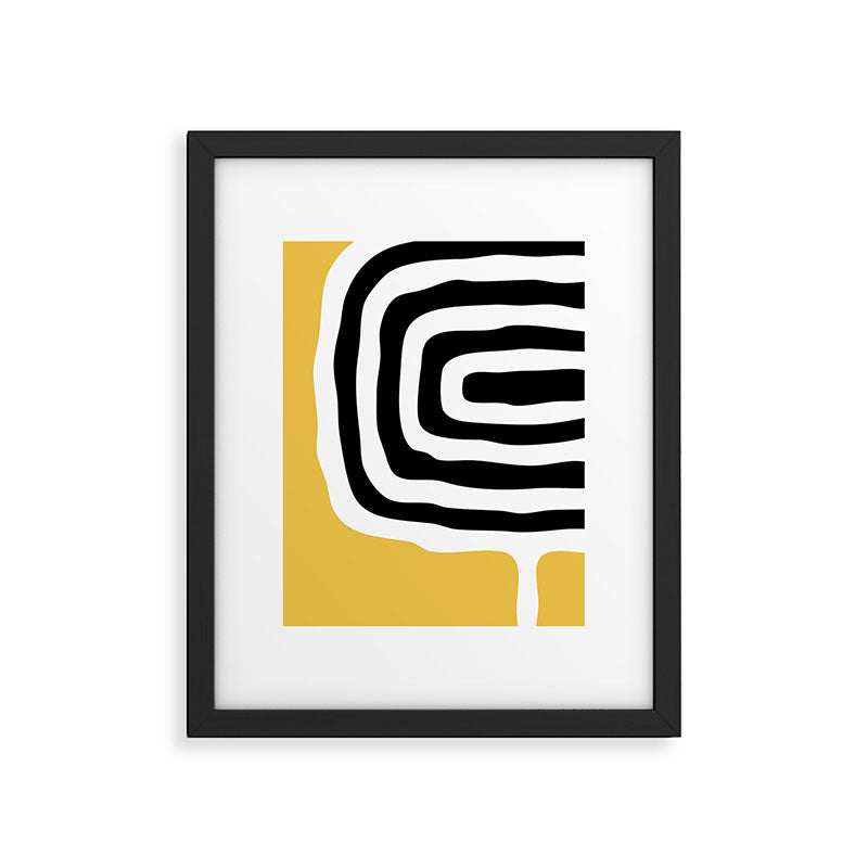 Mid Century Modern Atomic Rings 222 Yellow and Black Framed Art Print Gallery Image 6
