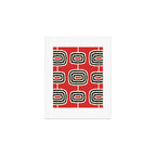 Mid Century Modern Atomic Rings Pattern 222 Black Beige and Red Art Print Gallery Image 1