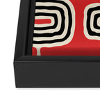 Mid Century Modern Atomic Rings Pattern 222 Black Beige and Red Framed Canvas Print Gallery Image 3