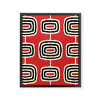 Mid Century Modern Atomic Rings Pattern 222 Black Beige and Red Framed Canvas Print Gallery Image 8
