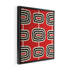 Mid Century Modern Atomic Rings Pattern 222 Black Beige and Red Framed Canvas Print Gallery Image 2