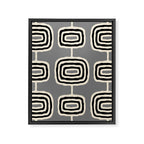 Mid Century Modern Atomic Rings Pattern 233 Black Beige and Gray Framed Canvas Print Gallery Image 8