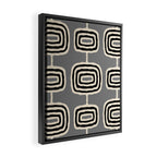Mid Century Modern Atomic Rings Pattern 233 Black Beige and Gray Framed Canvas Print Gallery Image 2