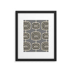Mid Century Modern Atomic Rings Pattern 233 Black Beige and Gray Framed Art Print Gallery Image 6