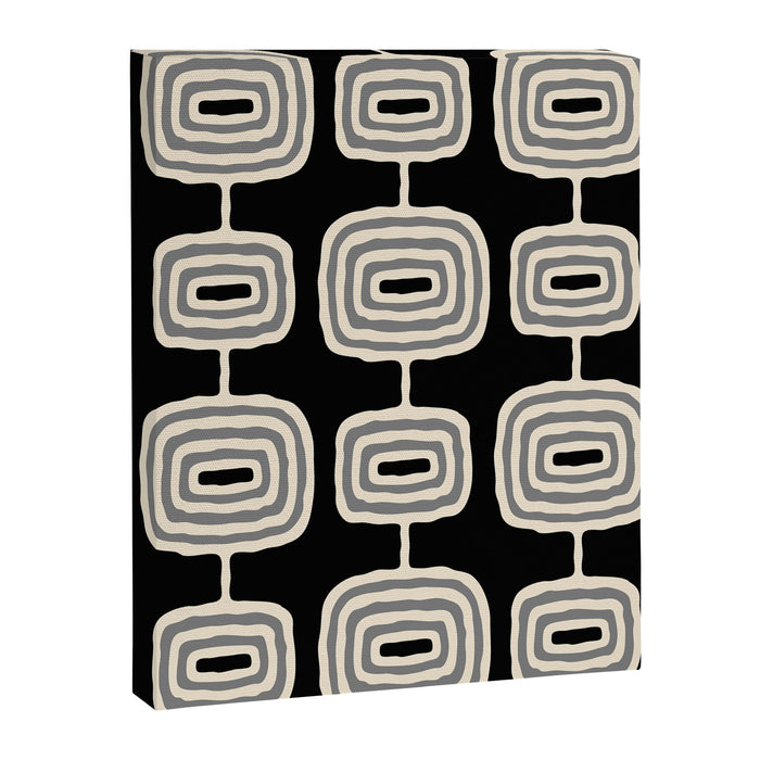 Mid Century Modern Atomic Rings Pattern 234 Decor Black Beige and Gray Canvas Print Gallery Image 1
