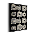 Mid Century Modern Atomic Rings Pattern 234 Decor Black Beige and Gray Framed Canvas Print Gallery Image 2