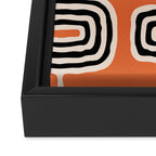 Mid Century Modern Atomic Rings Pattern 239 Black Beige and Orange Framed Canvas Print Gallery Image 3