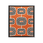 Mid Century Modern Atomic Rings Pattern 239 Black Beige and Orange Framed Canvas Print Gallery Image 8