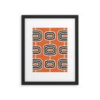 Mid Century Modern Atomic Rings Pattern 239 Black Beige and Orange Framed Art Print Gallery Image 6