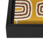 Mid Century Modern Atomic Rings Pattern 263 Yellow Brown and Beige Framed Canvas Print Gallery Image 3