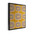 Mid Century Modern Atomic Rings Pattern 263 Yellow Brown and Beige Framed Canvas Print Gallery Image 2