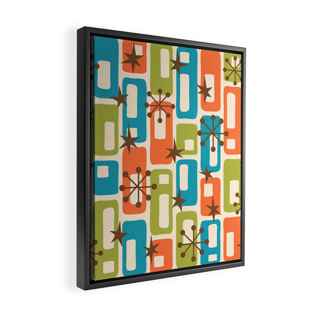 Mid Century Modern Atomic Sparkles 239 Framed Canvas Print Gallery Image 2