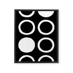 Mid Century Modern Circle and Dot Pattern 232 Black and White Framed Canvas Print Gallery Image 8
