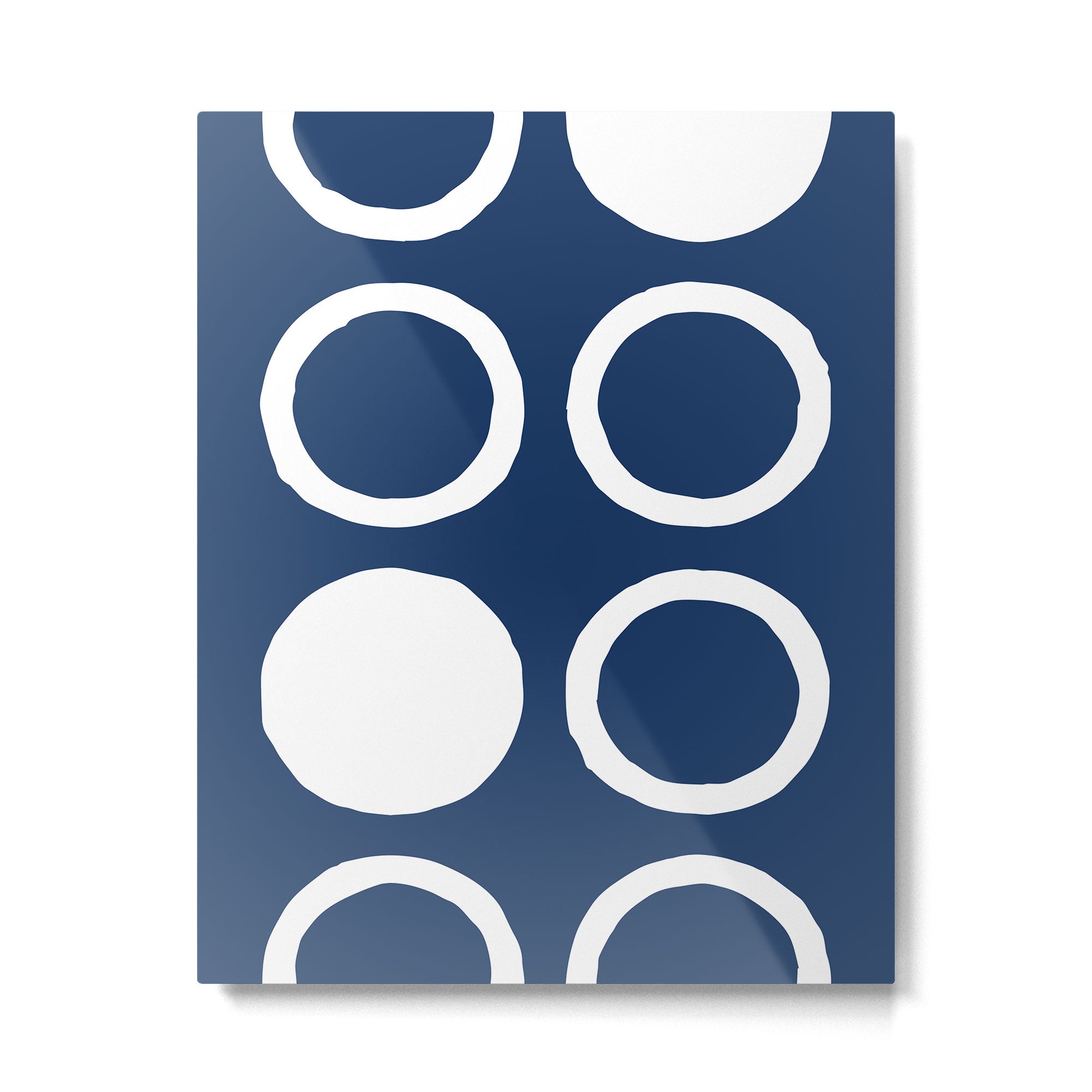 Mid Century Modern Circle and Dot Pattern 240 Navy Blue Metal Print Gallery Image 6