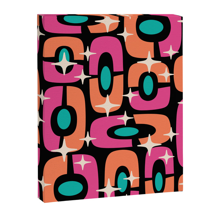 Mid Century Modern Cosmic Abstract 356 Magenta Orange Turquoise Black and Beige Canvas Print Gallery Image 1