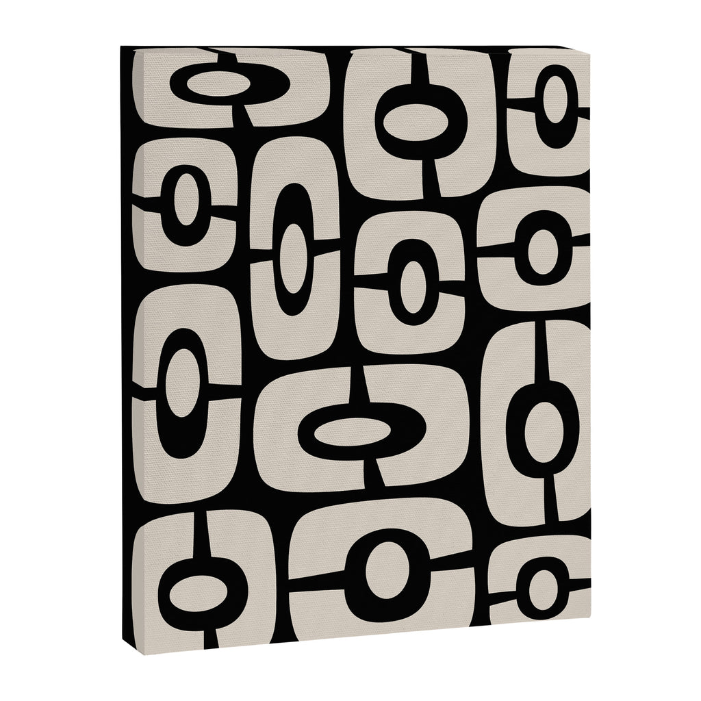 Mid Century Modern Cosmic Abstract 364 Black and Linen White Canvas Print Gallery Image 8