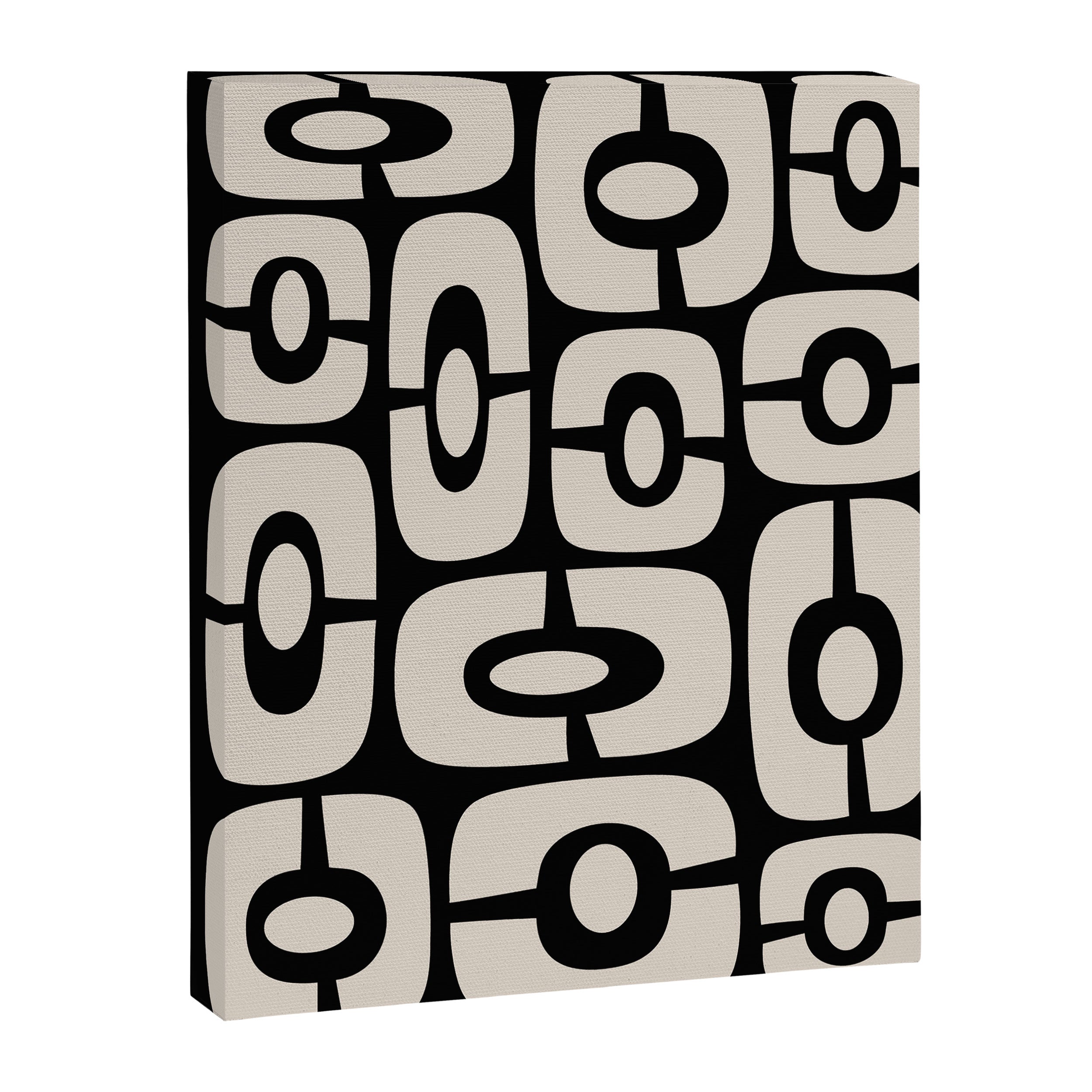 Mid Century Modern Cosmic Abstract 364 Black and Linen White Canvas Print Gallery Image 8