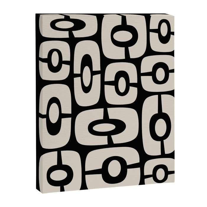 Mid Century Modern Cosmic Abstract 364 Black and Linen White Canvas Print Gallery Image 1