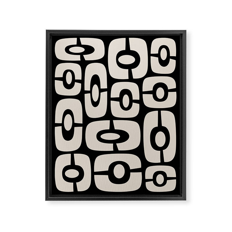 Mid Century Modern Cosmic Abstract 364 Black and Linen White Framed Canvas Print Gallery Image 8