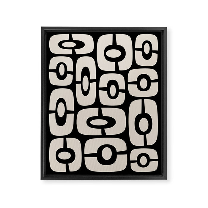 Mid Century Modern Cosmic Abstract 364 Black and Linen White Framed Canvas Print Gallery Image 1