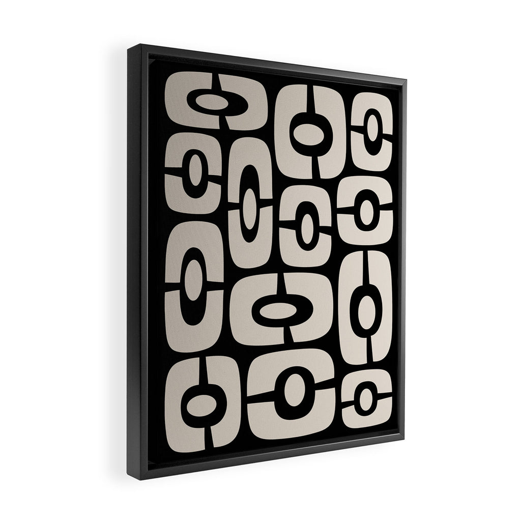 Mid Century Modern Cosmic Abstract 364 Black and Linen White Framed Canvas Print Gallery Image 2