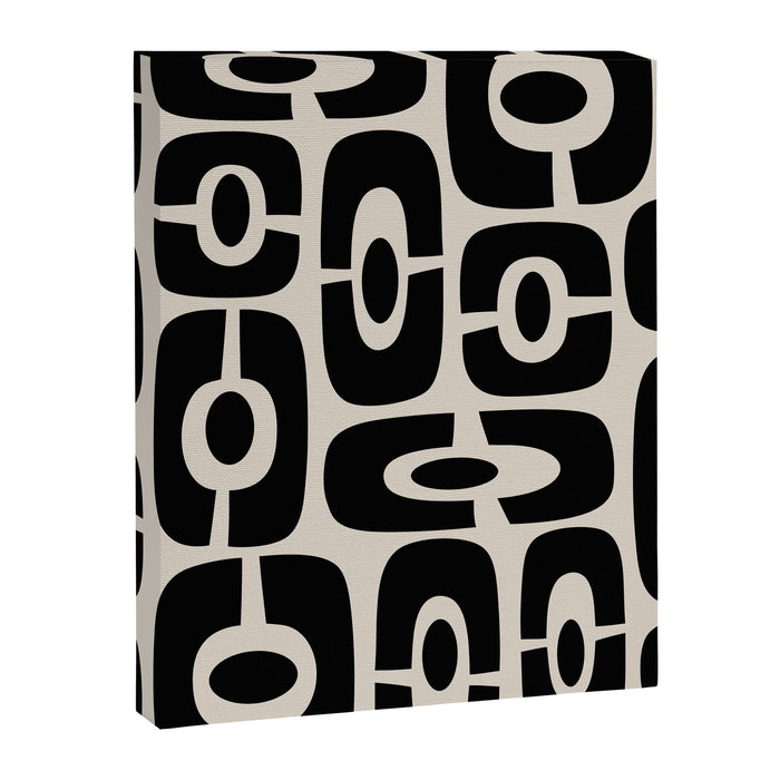 Mid Century Modern Cosmic Abstract 363 Black and Linen White Canvas Print Gallery Image 1