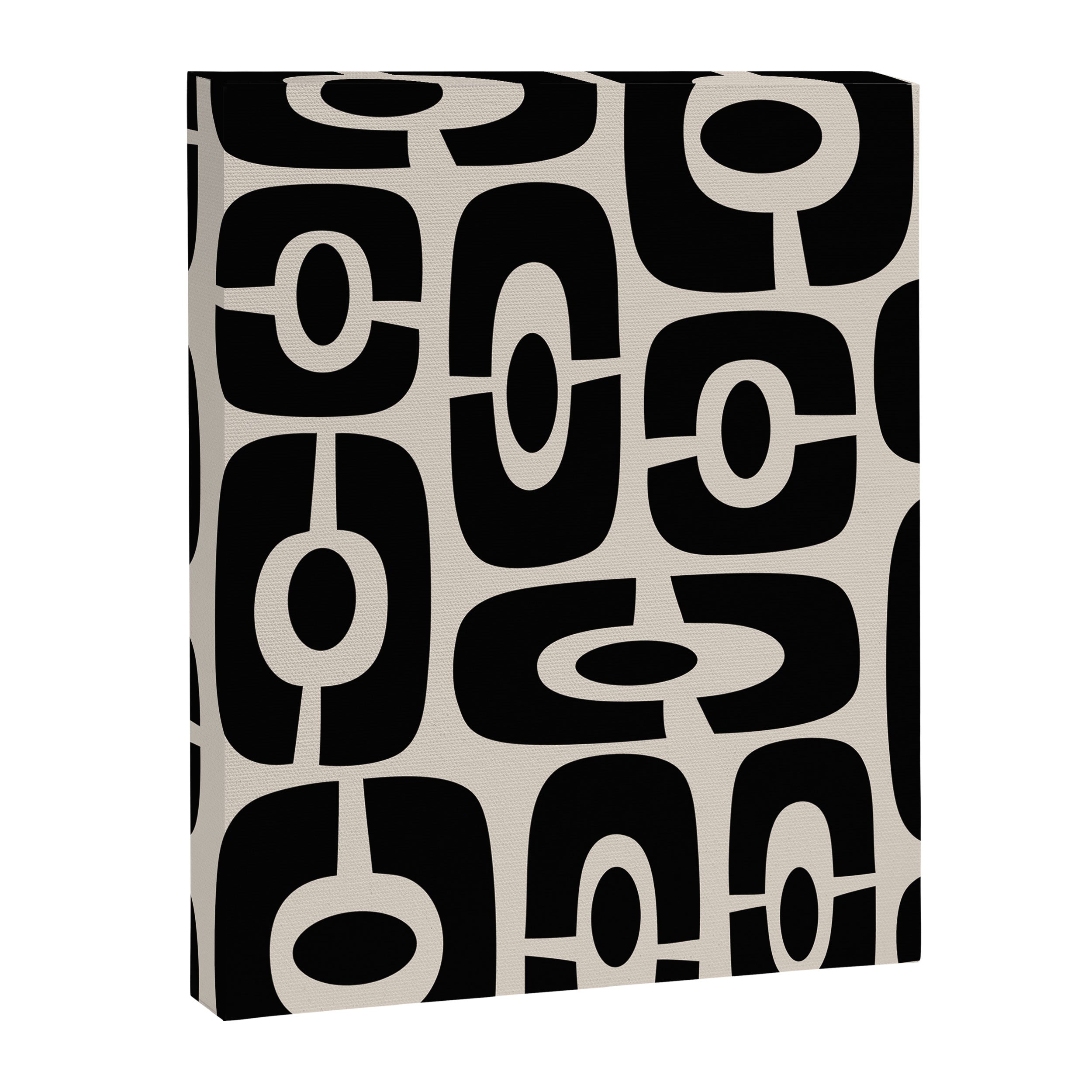 Mid Century Modern Cosmic Abstract 363 Black and Linen White Canvas Print Gallery Image 8