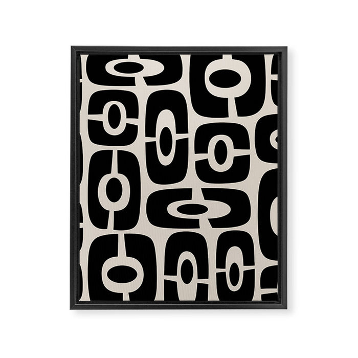 Mid Century Modern Cosmic Abstract 363 Black and Linen White Framed Canvas Print Gallery Image 1