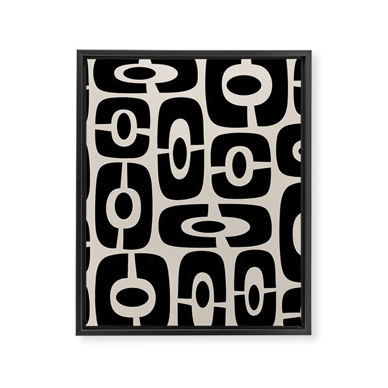 Mid Century Modern Cosmic Abstract 363 Black and Linen White Framed Canvas Print Gallery Image 8