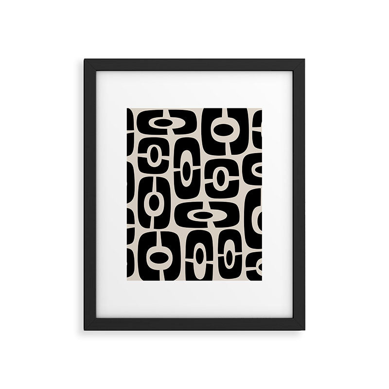 Mid Century Modern Cosmic Abstract 363 Black and Linen White Framed Art Print Gallery Image 6