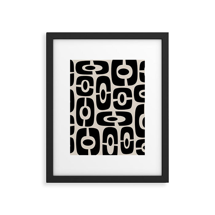 Mid Century Modern Cosmic Abstract 363 Black and Linen White Framed Art Print Gallery Image 1