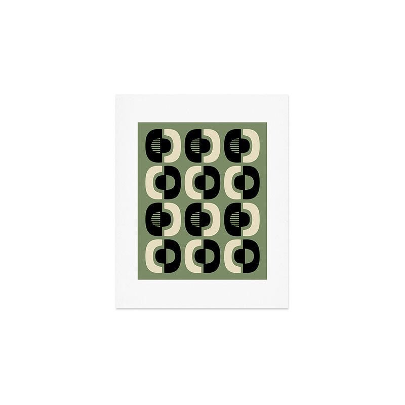 Mid Century Modern Decor 114 Black and Sage Green Art Print Gallery Image 1