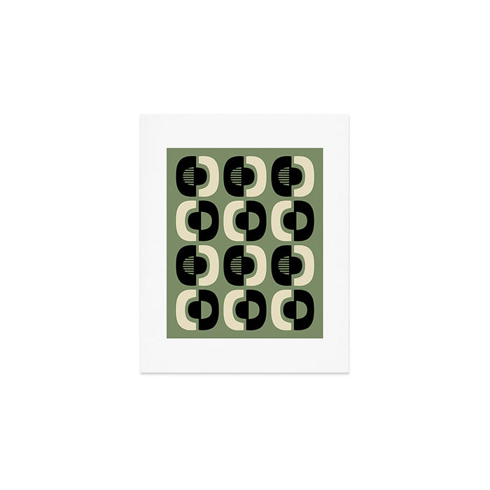Mid Century Modern Decor 114 Black and Sage Green Art Print Gallery Image 1