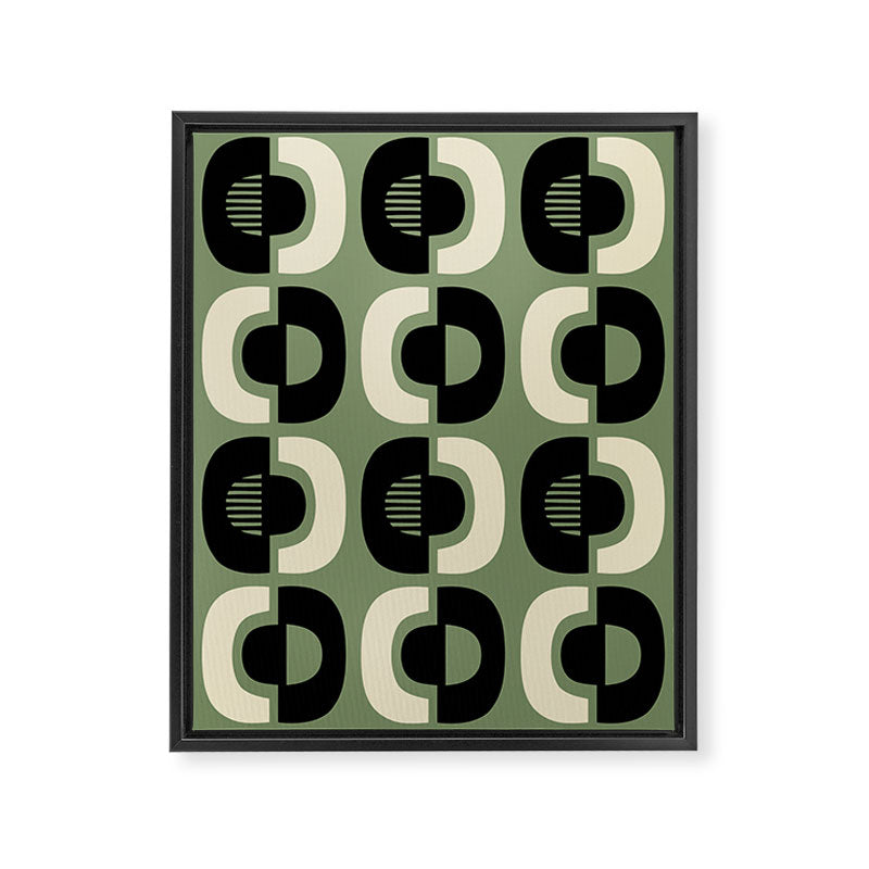 Mid Century Modern Decor 114 Black and Sage Green Framed Canvas Print Gallery Image 8