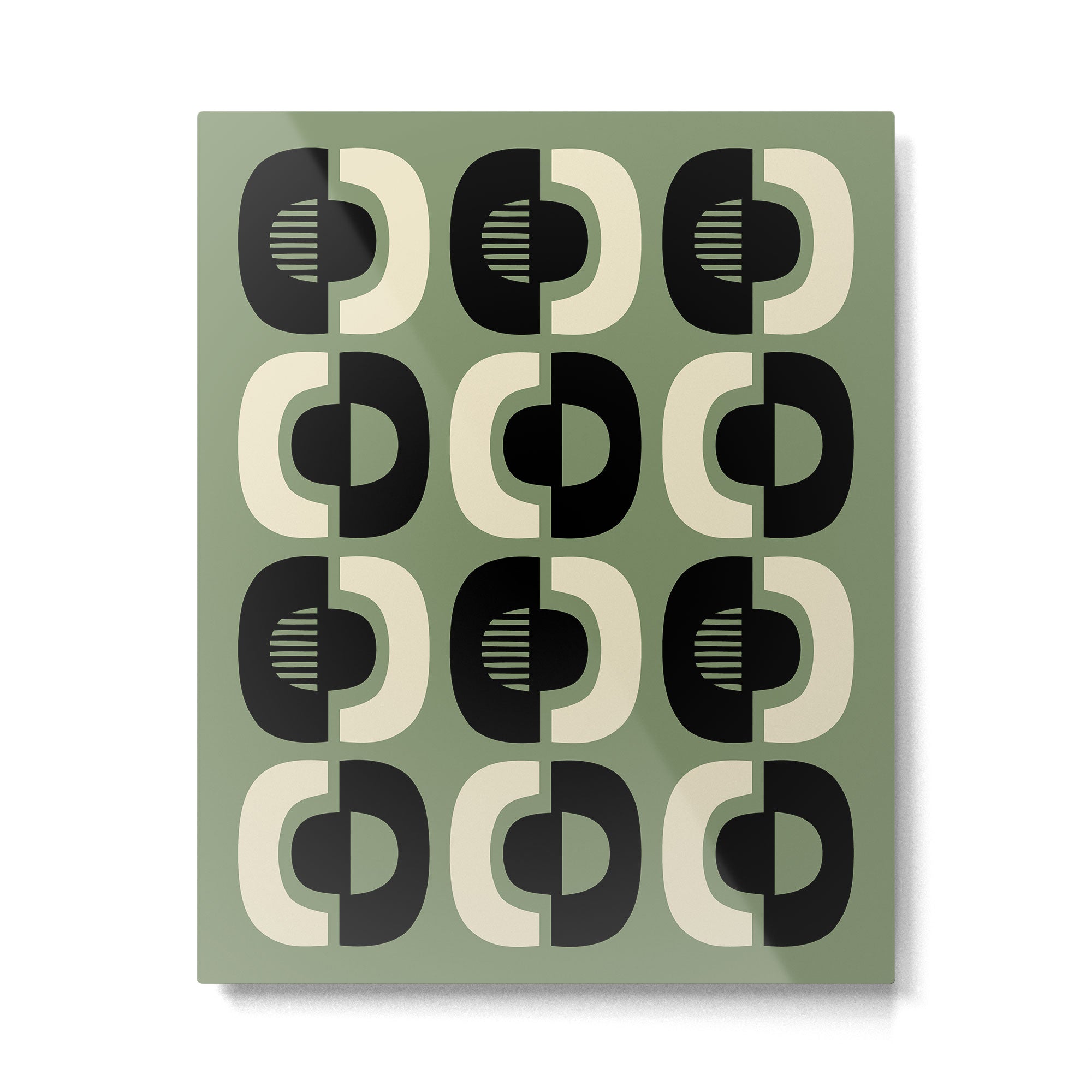 Mid Century Modern Decor 114 Black and Sage Green Metal Print Gallery Image 6