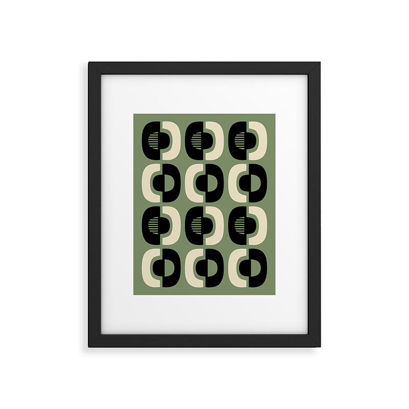 Mid Century Modern Decor 114 Black and Sage Green Framed Art Print Gallery Image 6
