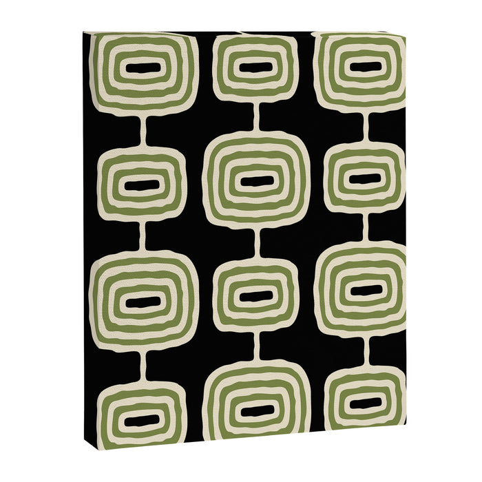 Mid Century Modern Decoration 236 Black Beige and Olive Green Canvas Print Gallery Image 1