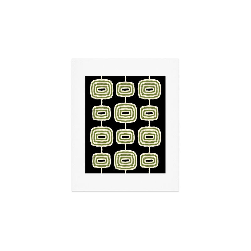 Mid Century Modern Decoration 236 Black Beige and Olive Green Art Print Gallery Image 1