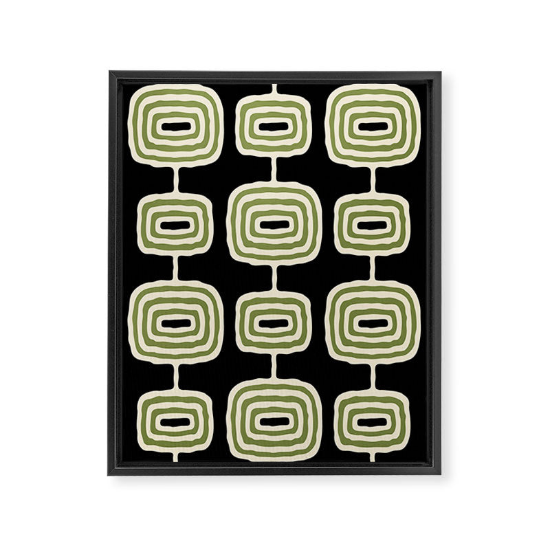 Mid Century Modern Decoration 236 Black Beige and Olive Green Framed Canvas Print Gallery Image 8