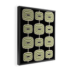 Mid Century Modern Decoration 236 Black Beige and Olive Green Framed Canvas Print Gallery Image 2