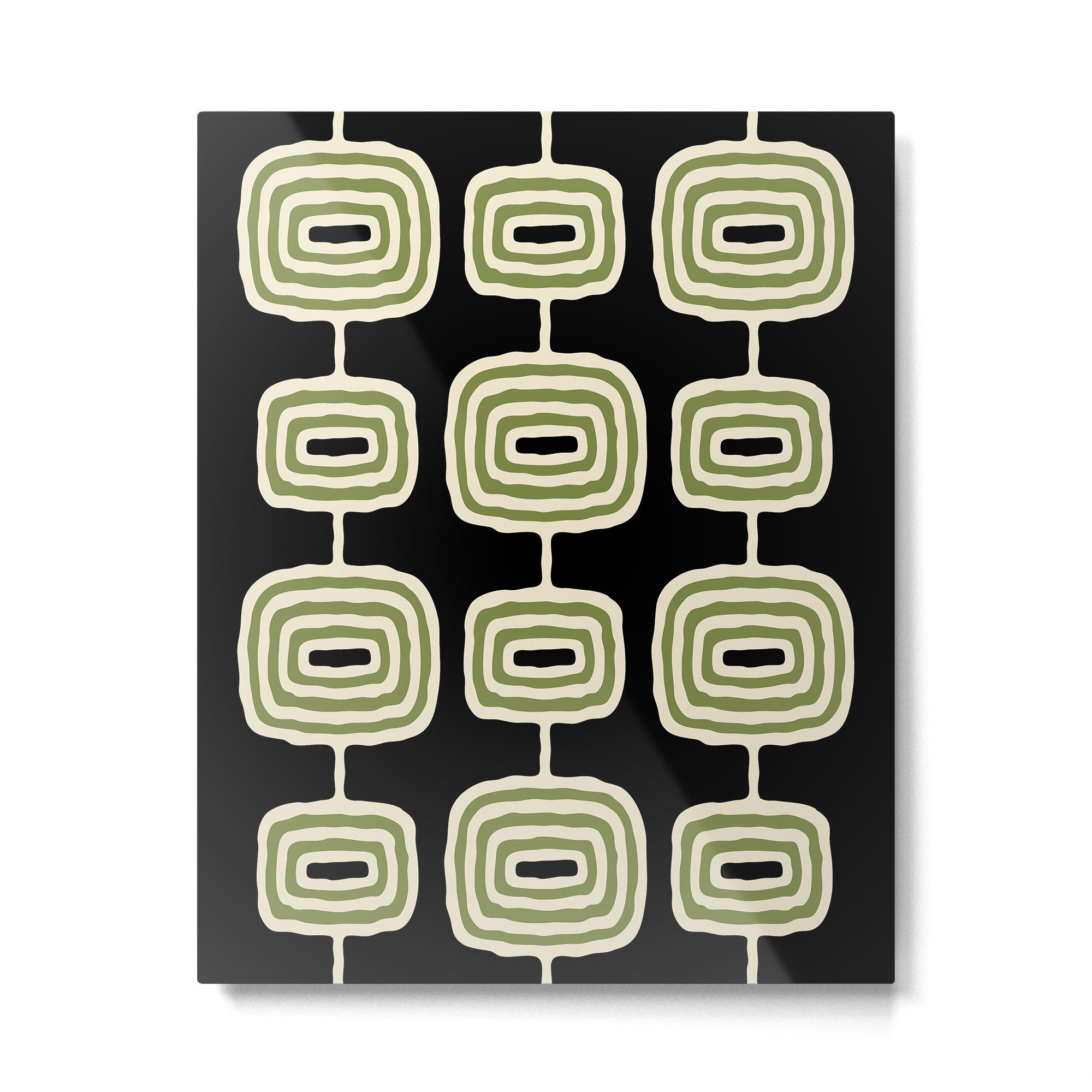 Mid Century Modern Decoration 236 Black Beige and Olive Green Metal Print Gallery Image 6