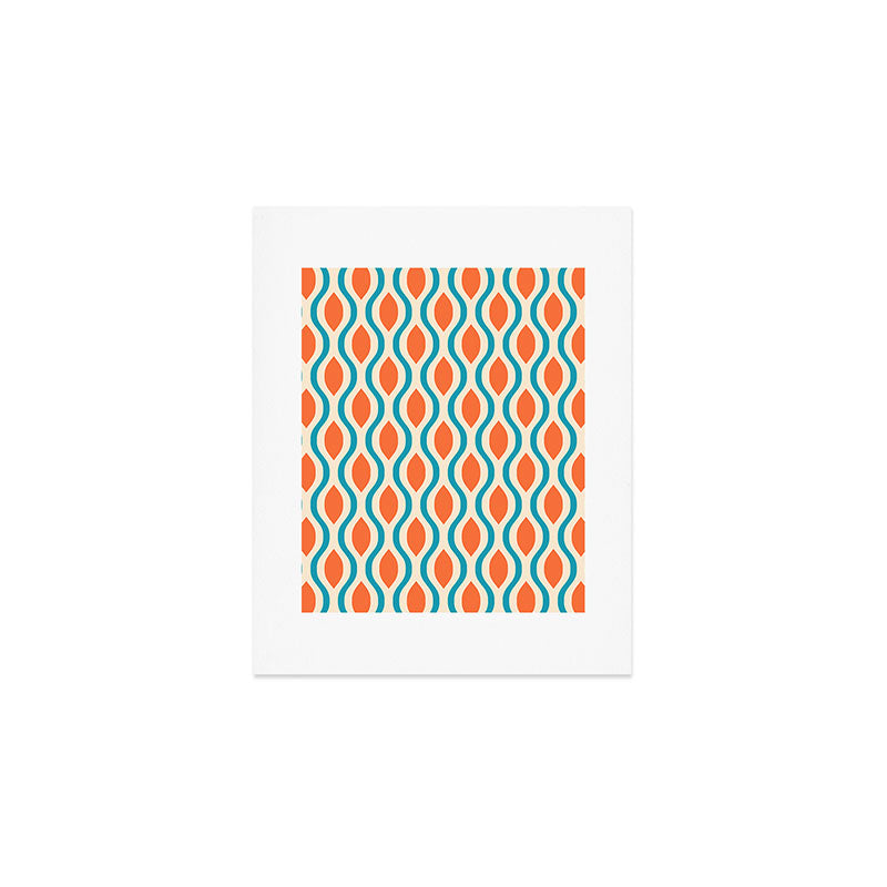 Mid Century Modern Decoration 442 Orange Beige and Turquoise Art Print Gallery Image 1