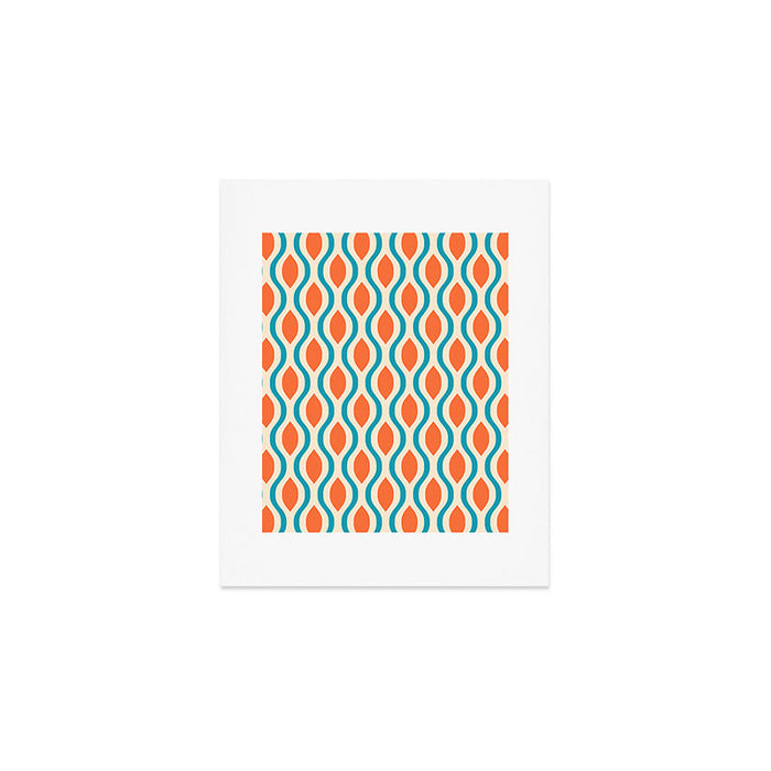 Mid Century Modern Decoration 442 Orange Beige and Turquoise Art Print Gallery Image 1