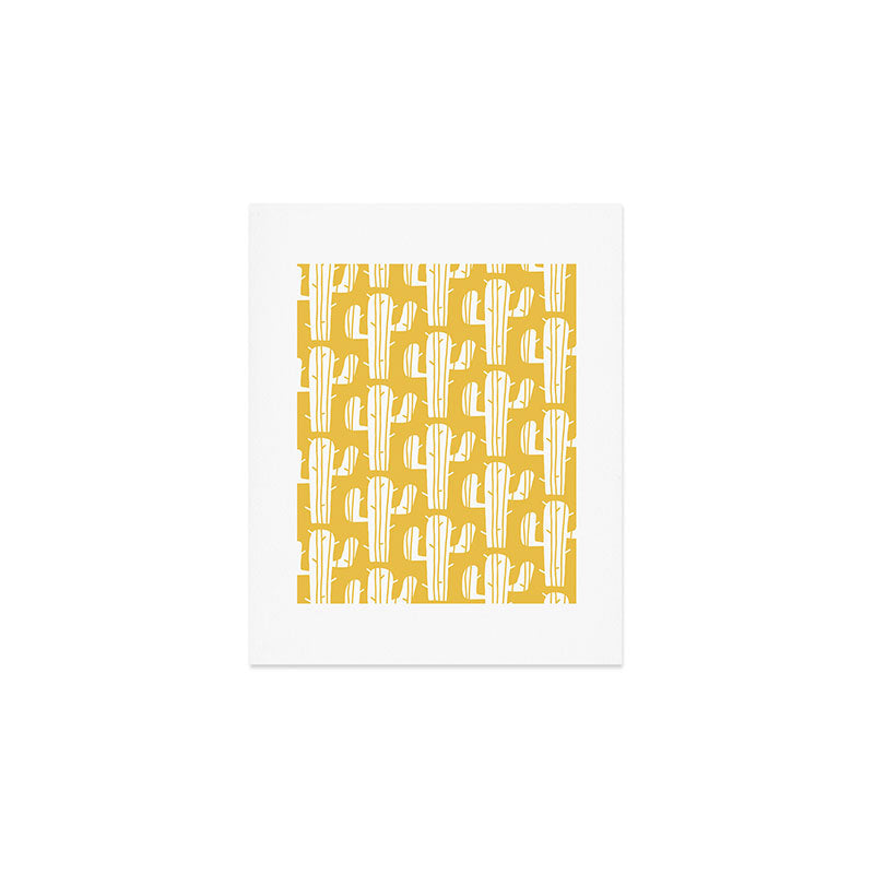 Mid Century Modern Desert Cactus Pattern 835 Yellow Art Print Gallery Image 1