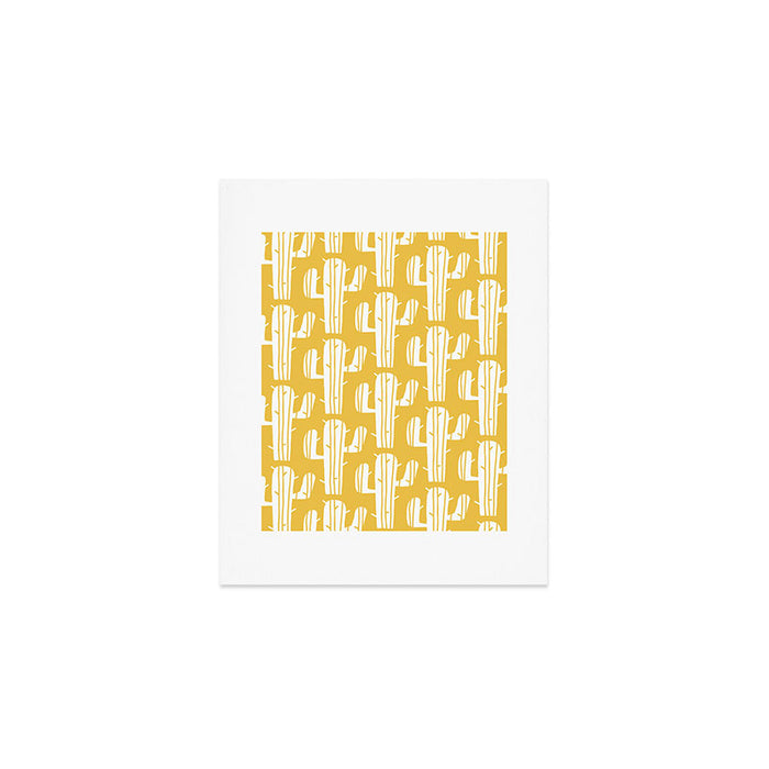 Mid Century Modern Desert Cactus Pattern 835 Yellow Art Print Gallery Image 1